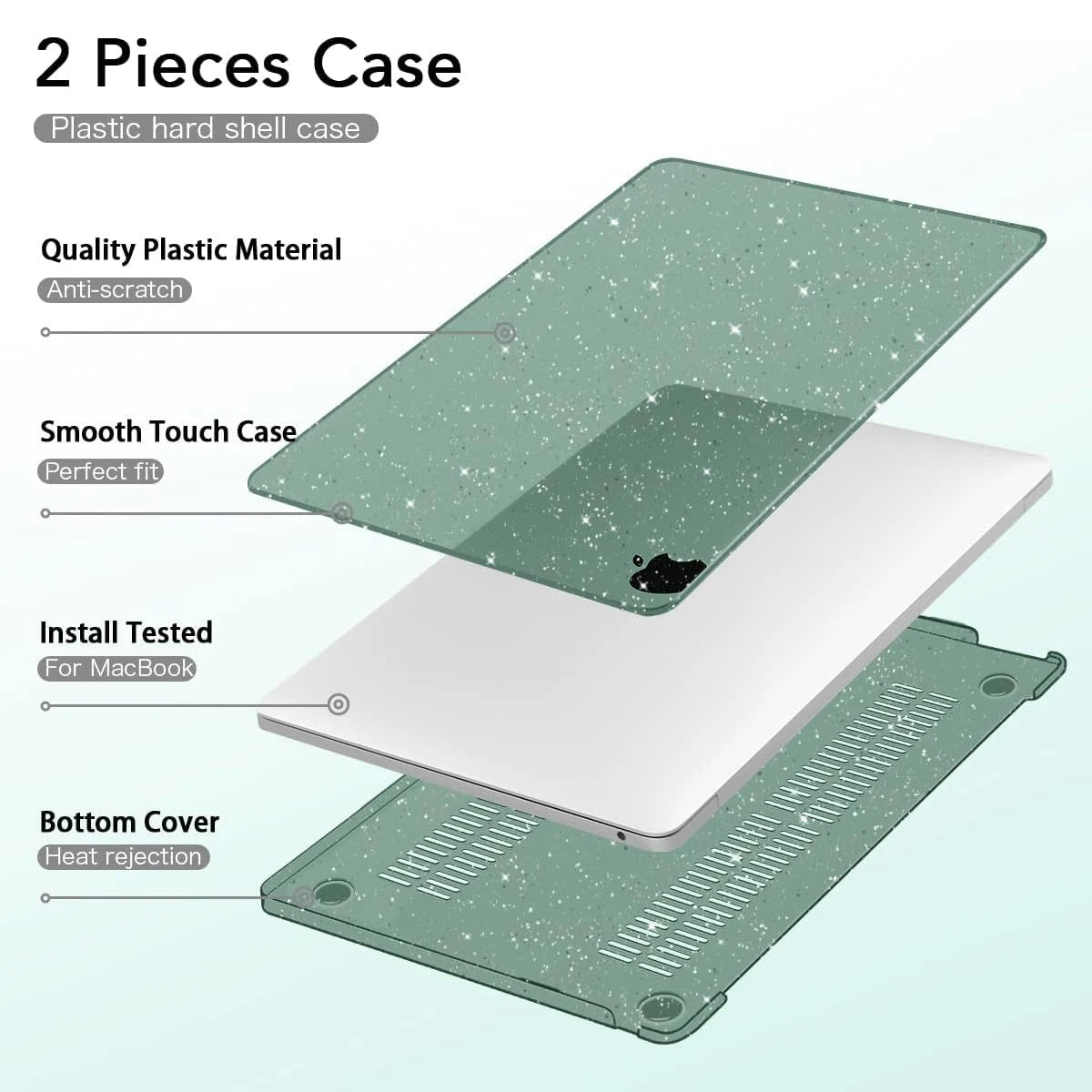 EGYAL Hard Shell Case for MacBook Air 15" & Pro 13", Compatible with M1 & M2 Models