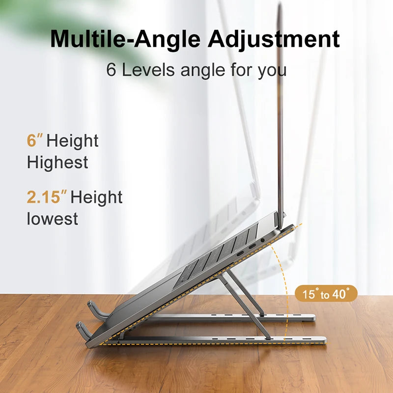 Adjustable Aluminum Alloy Laptop Stand - Portable & Foldable Cooling Holder