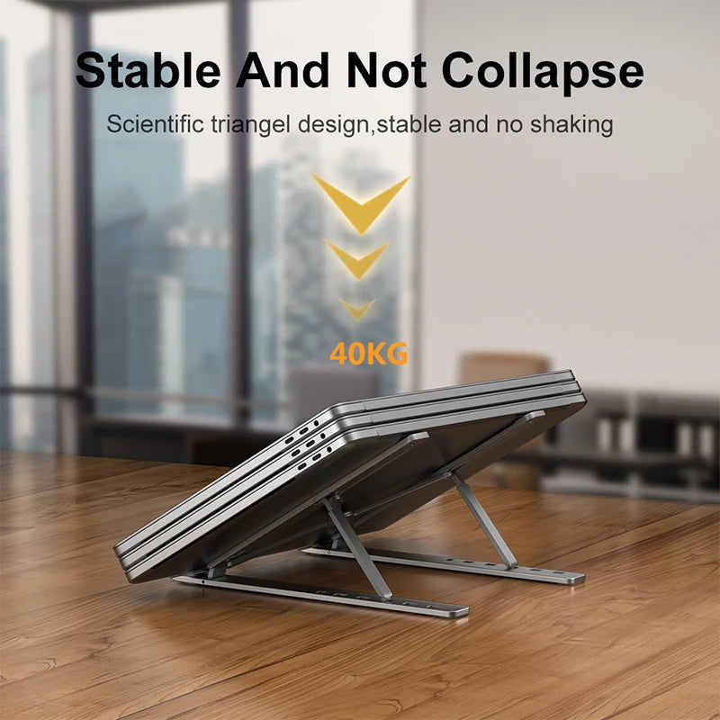 Adjustable Aluminum Alloy Laptop Stand - Portable & Foldable Cooling Holder